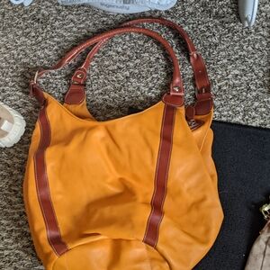 Orange and Brown Women's Bag
